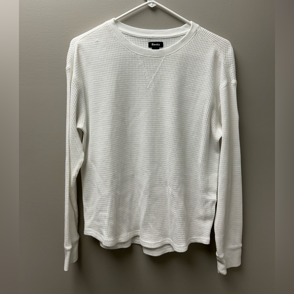 Roots‎ White Waffle Long Sleeve Henley Shirt
